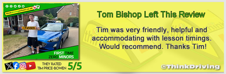 Passed with think driving school June 2025 and left this 5 star review