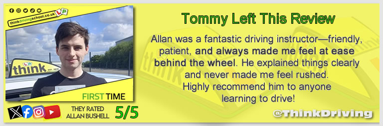 Passed with think driving school June 2025 and left this 5 star review