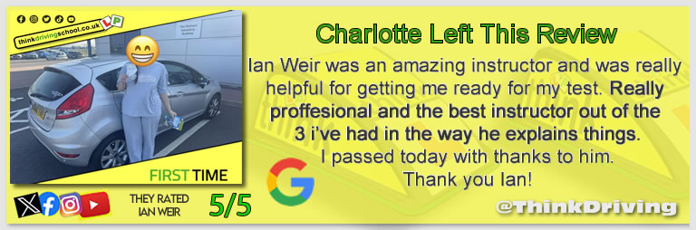 Passed with think driving school June 2025 and left this 5 star review