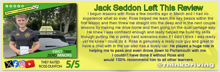 Passed with think driving school June 2025 and left this 5 star review
