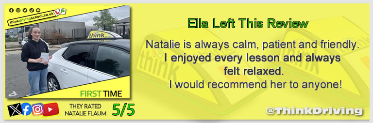 Passed with think driving school March 2025 and left this 5 star review