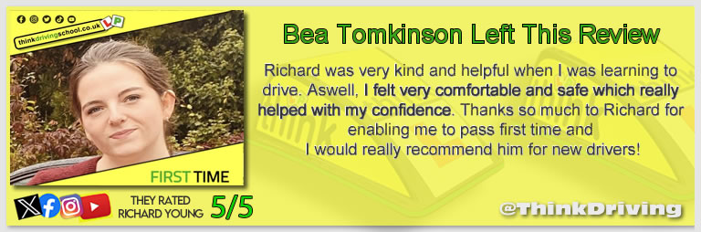 Passed with think driving school October 2025 and left this 5 star review