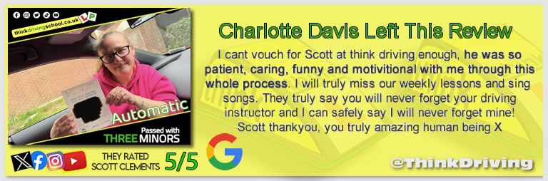 Passed with think driving school September 2025 and left this 5 star review