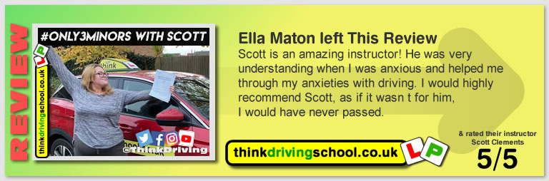 Passed with think driving school in November 2018 and left this 5 star review