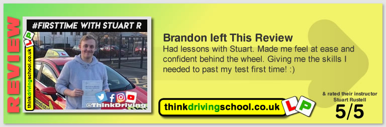 Passed with think driving school in December 2018 and left this 5 star review