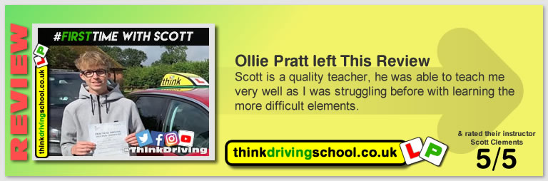 Passed with think driving school in August 2019 and left this 5 star review