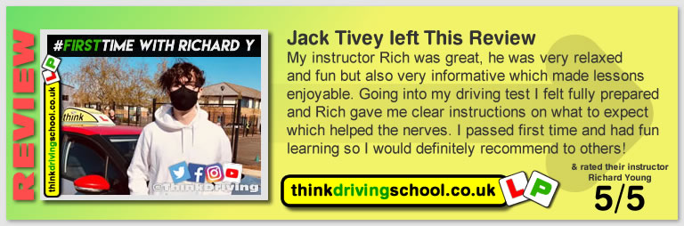 Passed with think driving school April 2021 and left this 5 star review