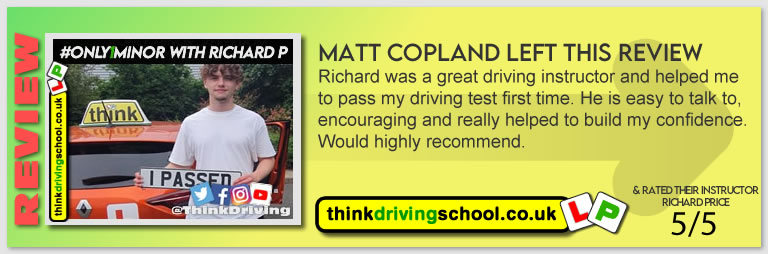 Passed with think driving school July 2021 and left this 5 star review