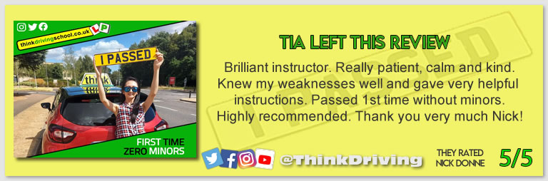 Passed with think driving school August 2022 and left this 5 star review