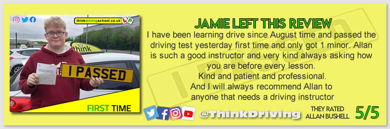 Passed with think driving school May 2023 and left this 5 star review