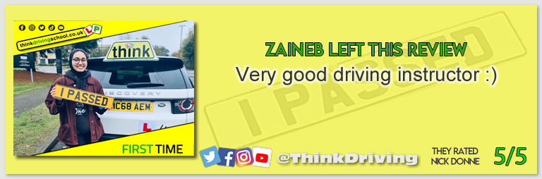 Passed with think driving school November 2023 and left this 5 star review