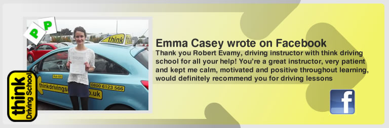 Emma Casey left his awesome review of think drivng school and Robert evamy adi