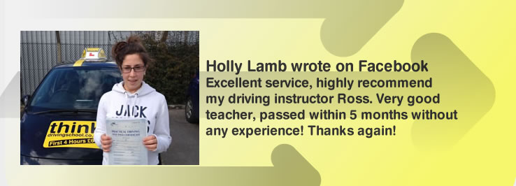 holly lamb from guildford passed after drivng lessons with ross dunton she was very have with him