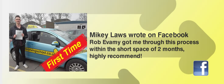 mikey from Grayshott passed and left a great review for Drivng instructor Robert Evamy