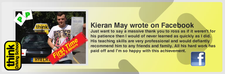 Kieran MAy left this awesome review of think drivng school and Ross Dunton adi