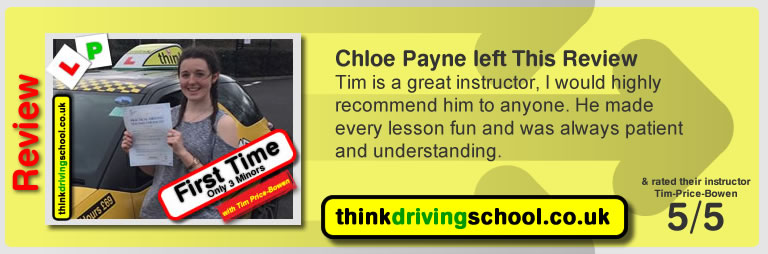 Katherine Rowett  left this awesome review of tim price-bowen at think driving school after passing in January 2017