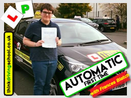 james from farnborough passed first time with driving instructor frances blatch