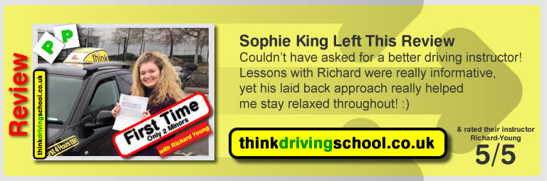 Sophie king  passed with richard young from Farnham driving school in February 2016