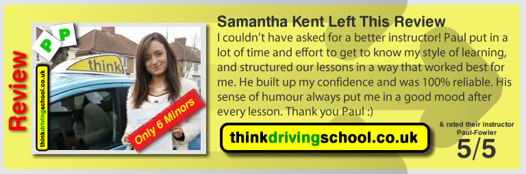 Passed with think driving school in February 2015