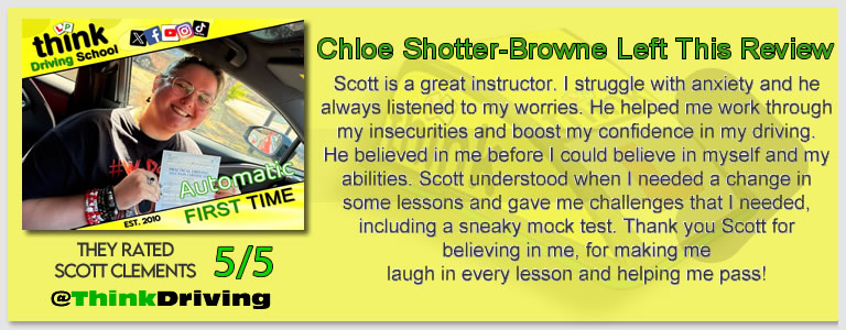 Driving School Aldershot Passed with think driving school June 2026 and left this 5 star review