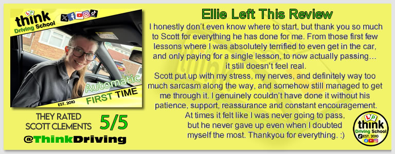 Passed with think driving school April 2026 and left this 5 star review
