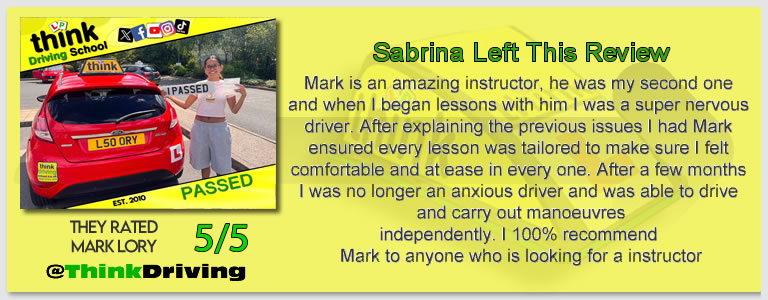 Monika passed with Mark Lory from Farnham driving school in March 2022