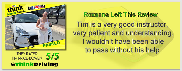 Driving School Aldershot Passed with think driving school June 2026 and left this 5 star review
