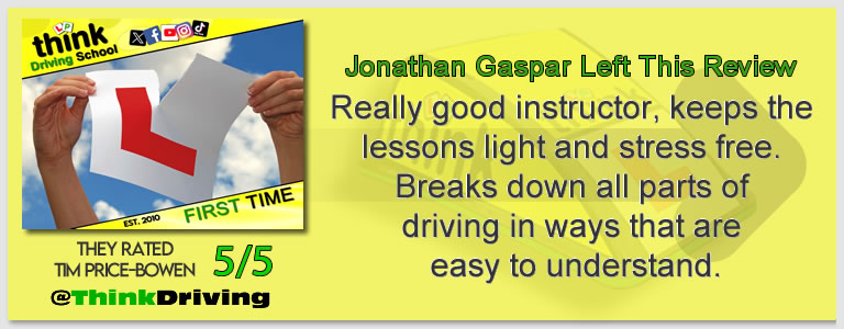 Driving School Aldershot Passed with think driving school June 2026 and left this 5 star review