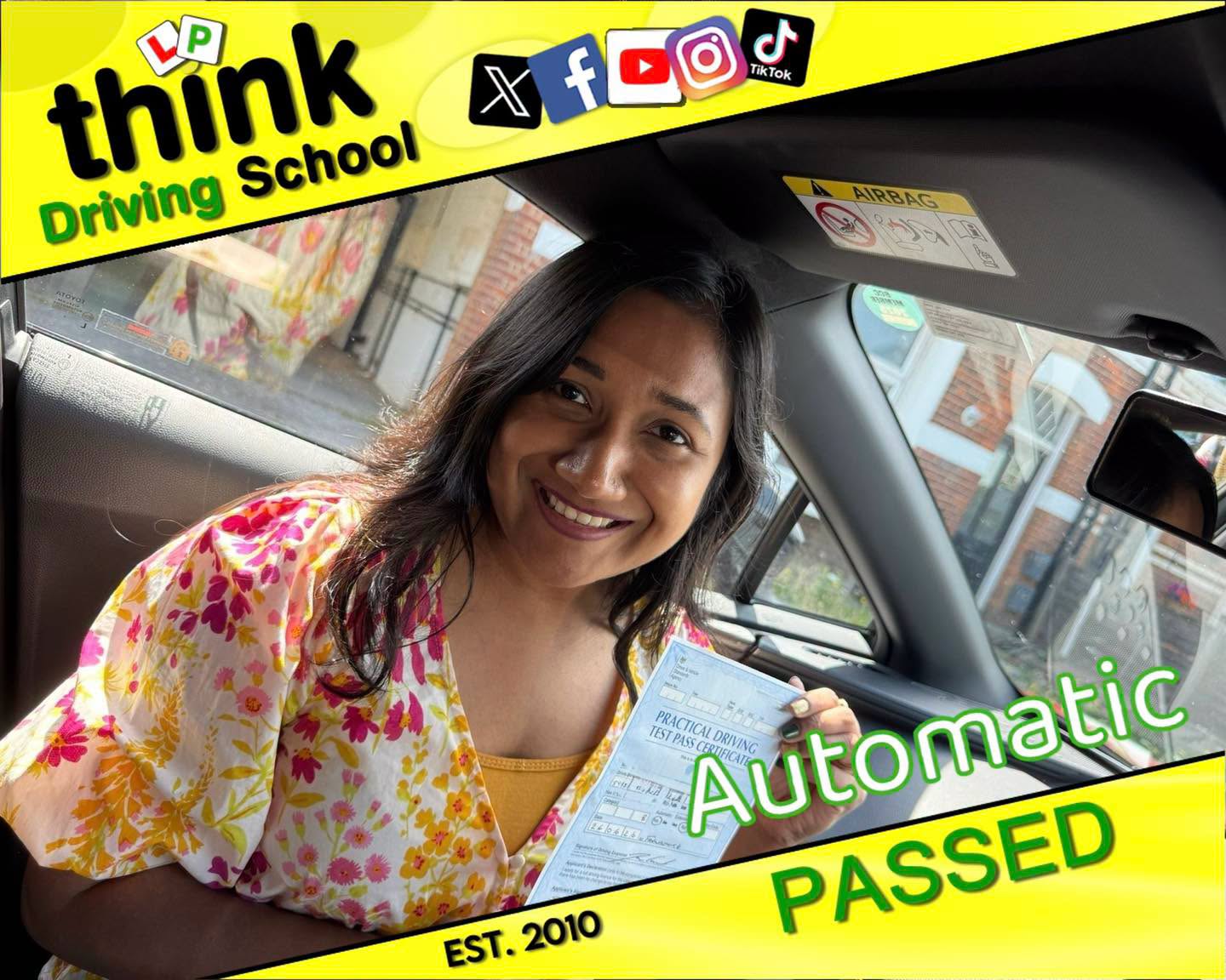Driving School Aldershot Passed with think driving school June 2026 and left this 5 star review
