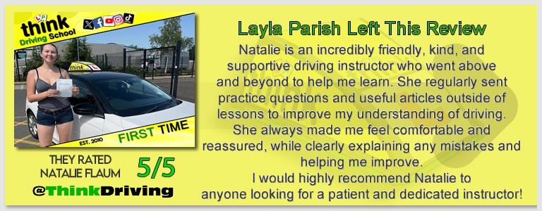 Driving School Aldershot Passed with think driving school June 2026 and left this 5 star review