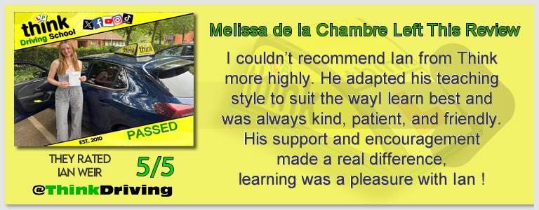 Driving School Aldershot Passed with think driving school June 2026 and left this 5 star review