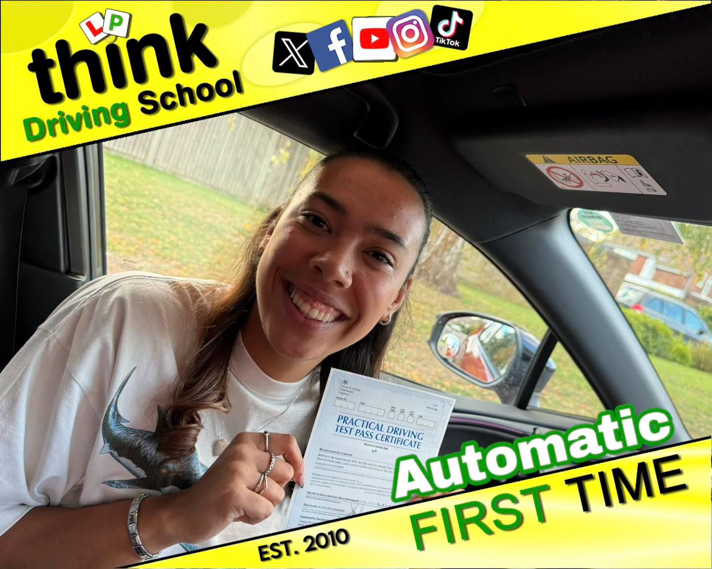 Driving School Farnborough Passed with think driving school September 2026 and left this 5 star review