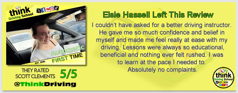 Passed with think driving school January 2026 and left this 5 star review