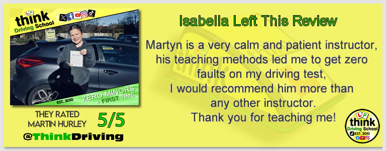 Passed with think driving school January 2026 and left this 5 star review