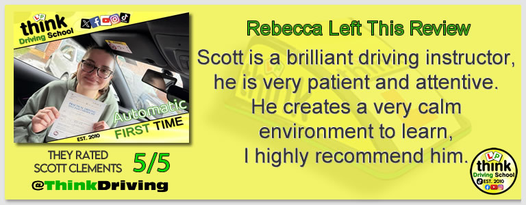 Passed with think driving school January 2026 and left this 5 star review