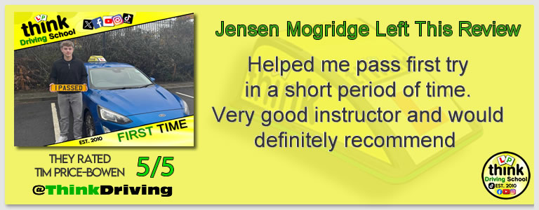 Passed with think driving school December 2025 and left this 5 star review