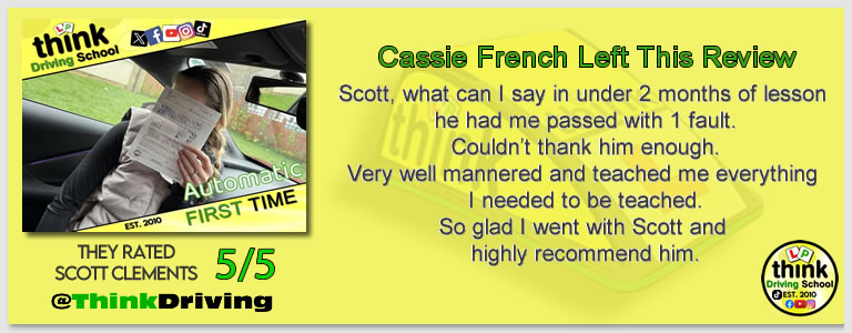 Passed with think driving school March 2026 and left this 5 star review