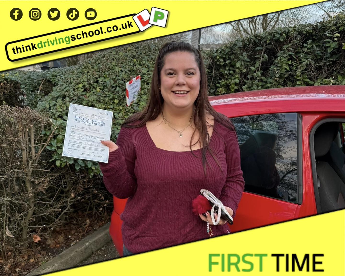 Passed with think driving school December 2025 and left this 5 star review