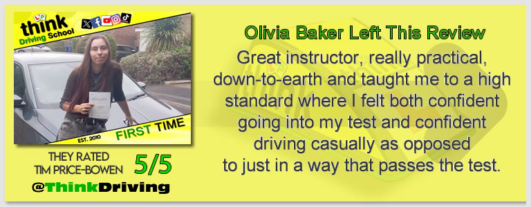 Passed with think driving school September 2026 and left this 5 star review