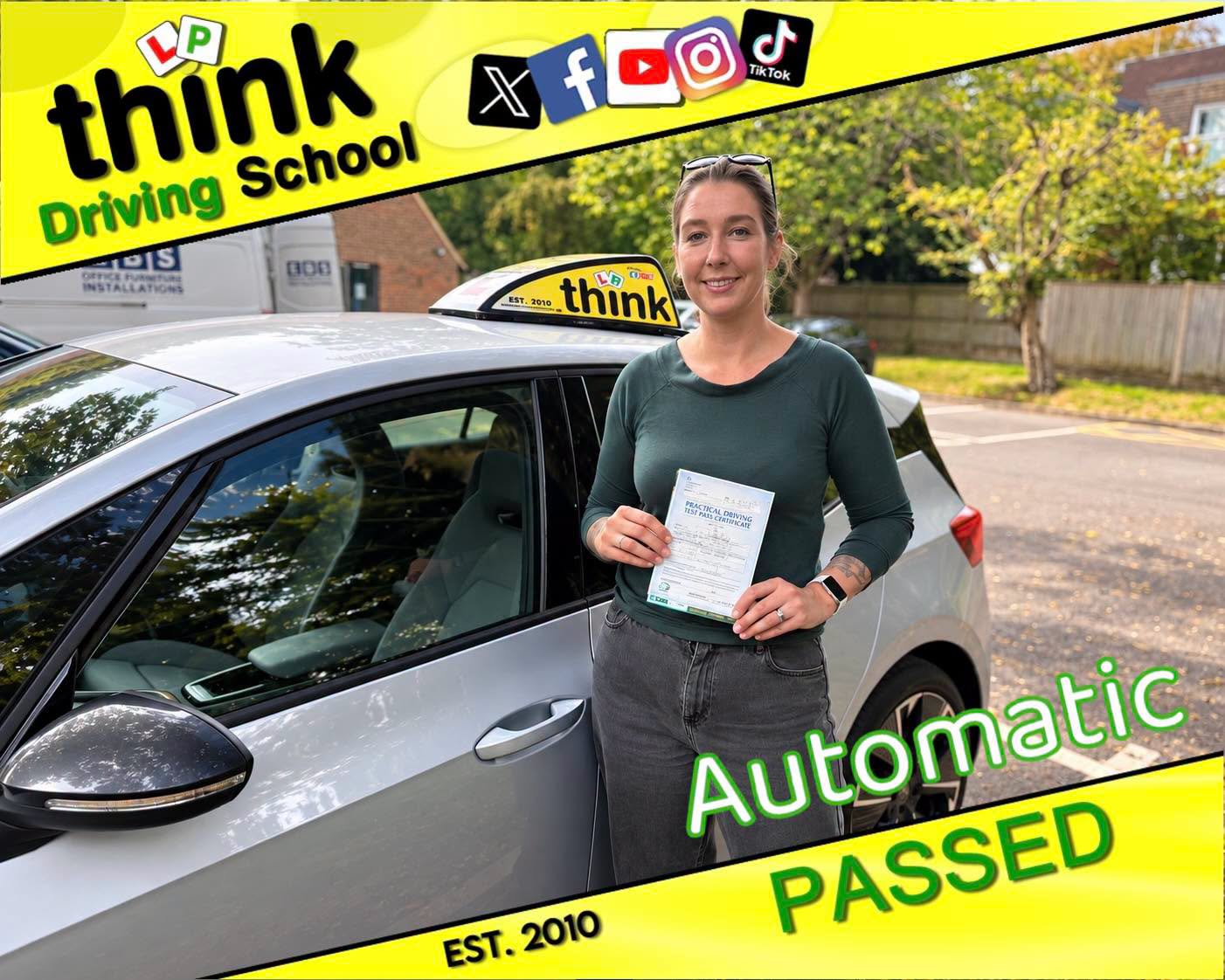 Driving School Farnborough Passed with think driving school September 2026 and left this 5 star review