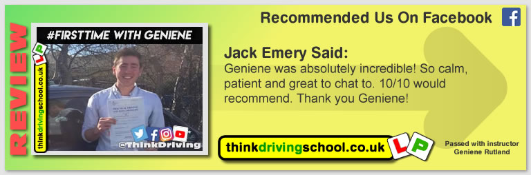 left this review: Geniene was a great instructor, really calm and patient and helped me to pass first time. Thank you! .