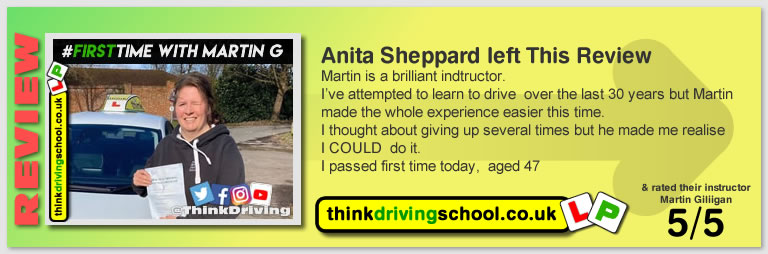 Passed with think driving school in February 2020 and left this 5 star review