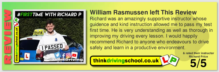 Passed with think driving school in March 2020 and left this 5 star review