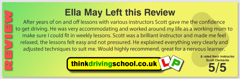 Passed with think driving school in March 2020 and left this 5 star review