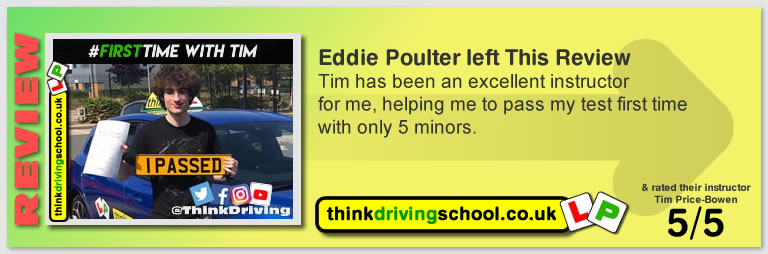 Passed with think driving school August 2020 and left this 5 star review