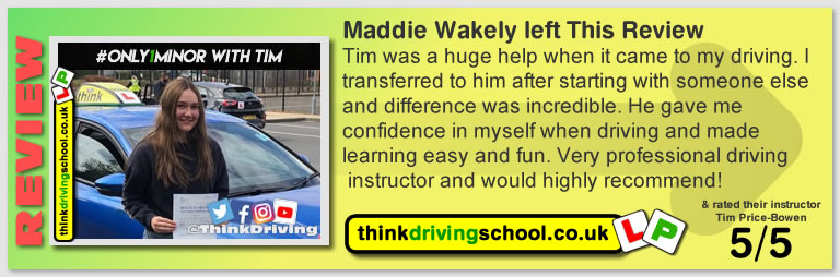 Passed with think driving school April 2021 and left this 5 star review