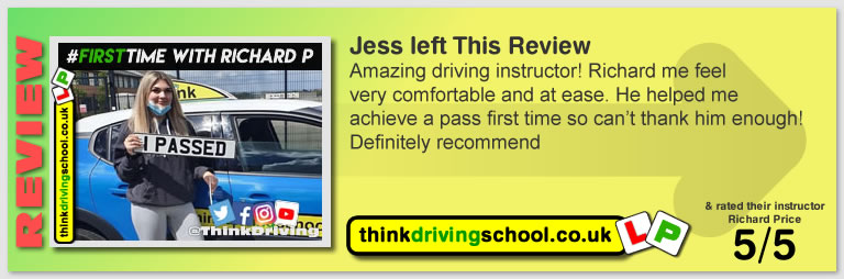 Jess Wrote this awesome review of Richard Price Driving Instructor in Yateley and Sandhurst  