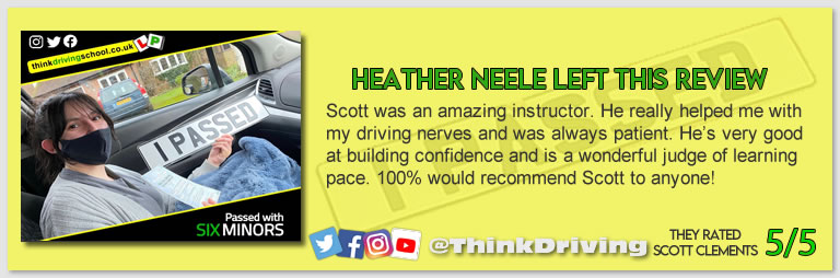 Passed with think driving school January 2022 and left this 5 star review