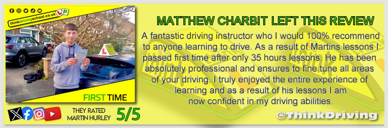 Passed with think driving school MARCH 2024 and left this 5 star review