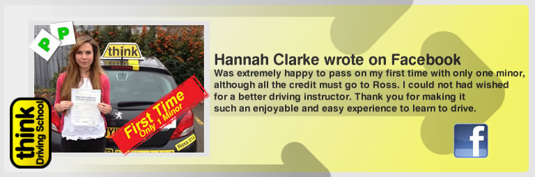 Hannah Clarke left this awesome review of think driving school's ross dunton adi